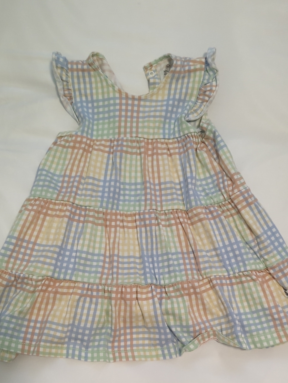 Honest Company 3T Girls' Pastel Plaid Tiered Dress - Multi